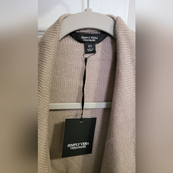 Women's Simple Vera Vera Wang Taupe Open Front Cardigan Size XS - Picture 2 of 7